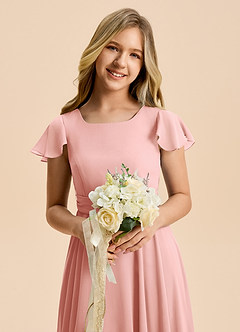 Azazie Cady Junior Rosette A-Line Pleated Chiffon Dress image8