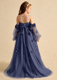 Azazie Karrie Flower Girl Dresses Stormy A-Line with Sleeves Tulle Dress image2