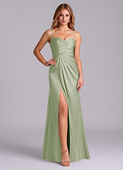 Azazie Sabrine Final Sale Dusty Sage A-Line Sweetheart Neckline Stretch Satin Dress image5