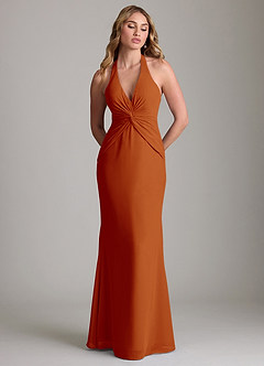 Azazie Valerie Bridesmaid Dresses Paprika Mermaid Pleated Chiffon Dress image3