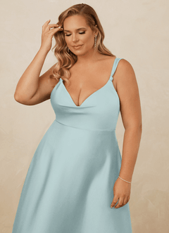 Christian Siriano Bridal for Azazie 1001 Bridesmaid Dresses Mist A-Line Sweetheart Neckline Stretch Satin Dress image16