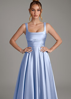 Azazie Azaria Rochii de domnișoară de onoare A-Line Corset Satin elastic Lungime până la podea Rochie image6