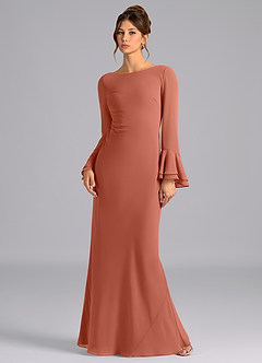 Azazie Leone Final Sale Clay Mermaid Corset Chiffon Dress image1