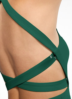 Azazie Clarice Bridesmaid Dresses Emerald A-Line Halter Chiffon Dress image7
