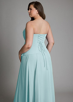 Azazie Gabriela Brautjungfernkleider A-Linie Korsett Chiffon Kleid Seegrün image25