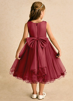 Azazie Lass Flower Girl Dresses Pomegranate A-Line Bow Tulle Dress image1