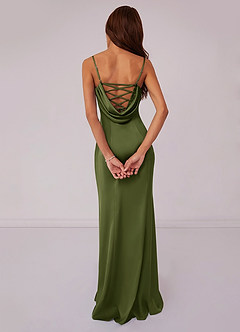 Barbie ♥ Azazie Bridesmaid Dresses Olive Mermaid Corset Stretch Satin Dress image2