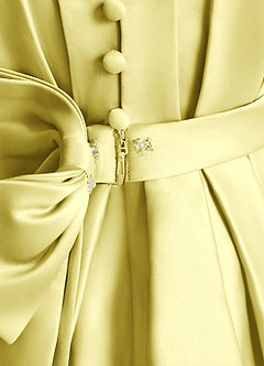 Azazie Miriam Blumenmädchenkleider Ballkleid Plissee Matte Satin Kleid Zitronensorbet image10