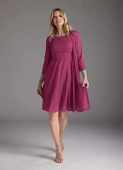 Azazie Sunny Mother of the Bride Dresses Mulberry A-Line Pleated Mesh Dress image3