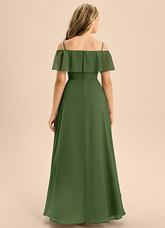 Azazie Maggie Junior A-Linie Schulterfrei Chiffon Kleid Olivgrün image6