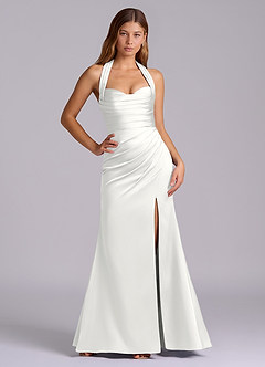Azazie Destiny Bridesmaid Dresses White Mermaid Sweetheart Neckline Stretch Satin Dress image6