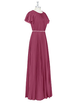 Azazie Kara Modest Bridesmaid Dresses A-Line Pleated Chiffon Floor-Length Dress image9