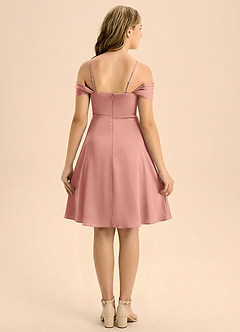 Azazie Anselie Junior Linia A Pofałdowany Satyna elastyczna Mini Młodsza druhna Sukienka image2