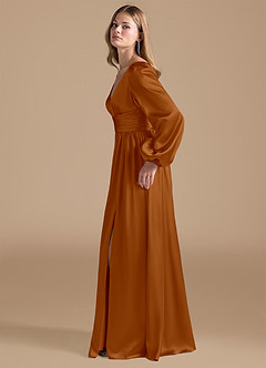 Azazie Norah Final Sale Auburn A-Line Metallic Satin Dress image5