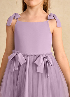 Azazie Jaci Flower Girl Dresses Wisteria A-Line Spaghetti Strap Chiffon Dress image7