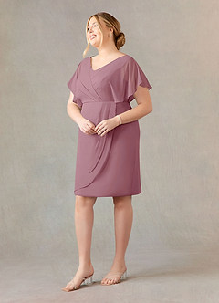 Azazie Julia Mother of the Bride Dresses Vintage Mauve Sheath V-Neck Pleated Chiffon Dress image11