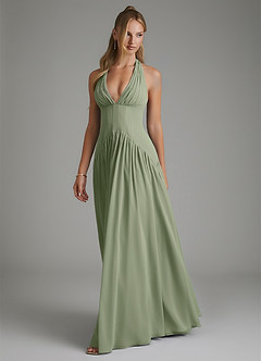 Azazie Alicia Bridesmaid Dresses Pistachio A-Line Pleated Chiffon Dress image4