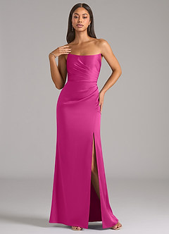 Azazie Marla Bridesmaid Dresses Fuchsia Sheath Strapless Stretch Satin Convertible Dress image3