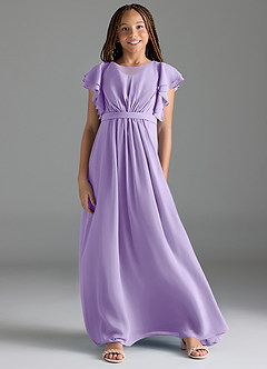 Azazie Daphne Junior Lilac A-Line Pleated Chiffon Dress image1