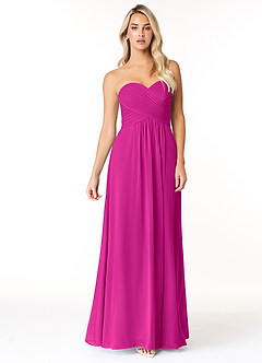 Azazie Yazmin Brautjungfernkleider Wandelbar A-Linie Herzausschnitt Chiffon Kleid Fuchsia image4