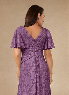 Azazie Emmeline Mother of the Bride Dresses Wisteria A-Line Pleated Floral Burnout Dress image6