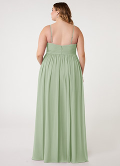 Azazie Alia Bridesmaid Dresses Dusty Sage A-Line Pleated Chiffon Dress image7