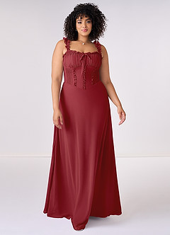 Barbie ♥ Azazie Bridesmaid Dresses Pomegranate A-Line Sweetheart Neckline Chiffon Dress image6