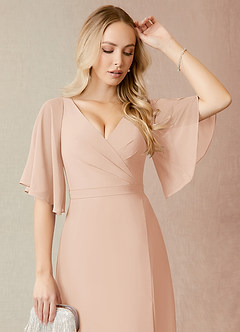 Azazie Cierra Bridesmaid Dresses English Rose A-Line V-Neck Chiffon Dress image11