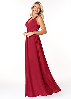 Azazie Ashia Final Sale Scarlet A-Line Pleated Chiffon Dress image3