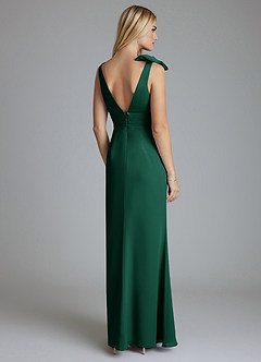 Azazie Taro Bridesmaid Dresses Emerald Sheath Bow Chiffon Dress image2