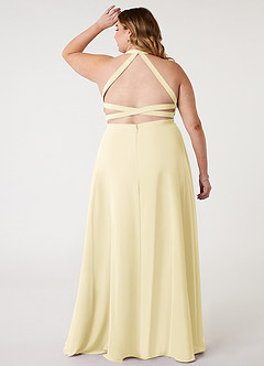 Azazie Clarice Bridesmaid Dresses Lemon Sorbet A-Line Halter Chiffon Dress image9