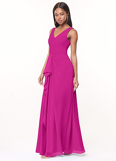 Azazie Julianna Bridesmaid Dresses Fuchsia A-Line Chiffon Dress image2