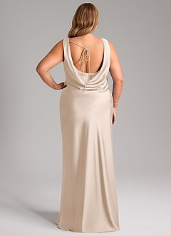 Azazie Rylina Bridesmaid Dresses White Alabaster Mermaid Stretch Satin Dress image8