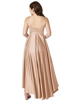 Azazie Inaya Junior A-Linie Gürtel/Schärpe Stretch-Satin Kleid Englisches Rosa image2
