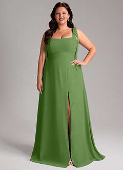 Azazie Debra Bridesmaid Dresses Basil A-Line with Pockets Chiffon Convertible Dress image8