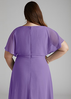 Azazie Aaliyah Abiti da damigella modesti Abito A-Line con Scollo a U a Pieghe Chiffon Floor-Length image10