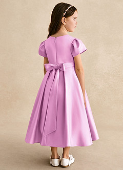 Azazie Princess Flower Girl Dresses Candy Pink A-Line Pleated Matte Satin Dress image2