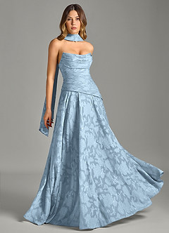 Azazie Gabriela 신부 들러리 드레스 A라인 스트랩리스 플로럴 번아웃 바닥 길이 드레스 image5