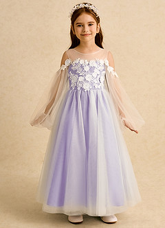Azazie Zimi Flower Girl Dresses Lilac Ball-Gown Sweetheart Neckline Tulle Dress image5