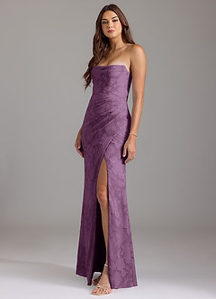 Azazie Leonis Bridesmaid Dresses Wisteria Sheath Strapless Floral Burnout Convertible Dress image5