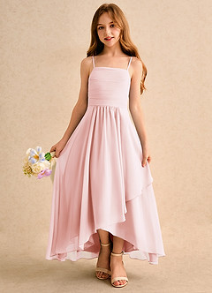 Azazie Twilight Dance Junior Formal Flower Girl Dresses Blushing Pink A-Line Pleated Chiffon Dress image4