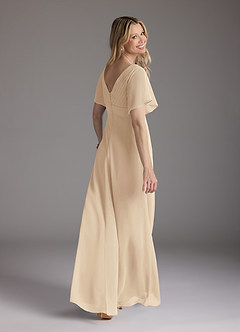 Azazie Alessa Mother of the Bride Dresses Champagne A-Line V-Neck Pleated Chiffon Dress image5