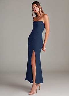 Azazie Leonis Bridesmaid Dresses Dark Navy Mermaid Strapless Chiffon Convertible Dress image3