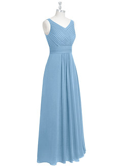 Azazie Pierrette Bridesmaid Dresses Steel Blue A-Line Pleated Chiffon Dress image9