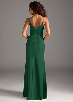 Azazie Deandra Vestidos de damas de honor Vestido de Verde Oscuro de Gasa de Corte Sirena con Plisado image6