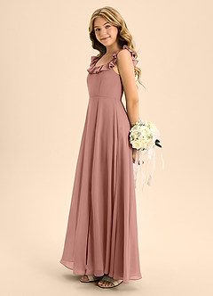 Azazie Callie Junior Cedar Rose A-Line Ruched Chiffon Dress image7