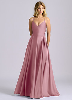 Azazie Truce Bridesmaid Dresses Vintage Mauve A-Line Stretch Satin Dress image1