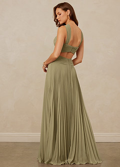 Christian Siriano Bridal for Azazie 1009 Bridesmaid Dresses Moss Green A-Line Pleated Chiffon Dress image3