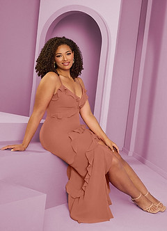 Barbie ♥ Azazie Jurken voor bruidsmeisjes Jurk van Chiffon met Kolom Meer Gesneden image12