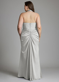 Azazie Destiny Bridesmaid Dresses Silver Mermaid Sweetheart Neckline Stretch Satin Dress image9
